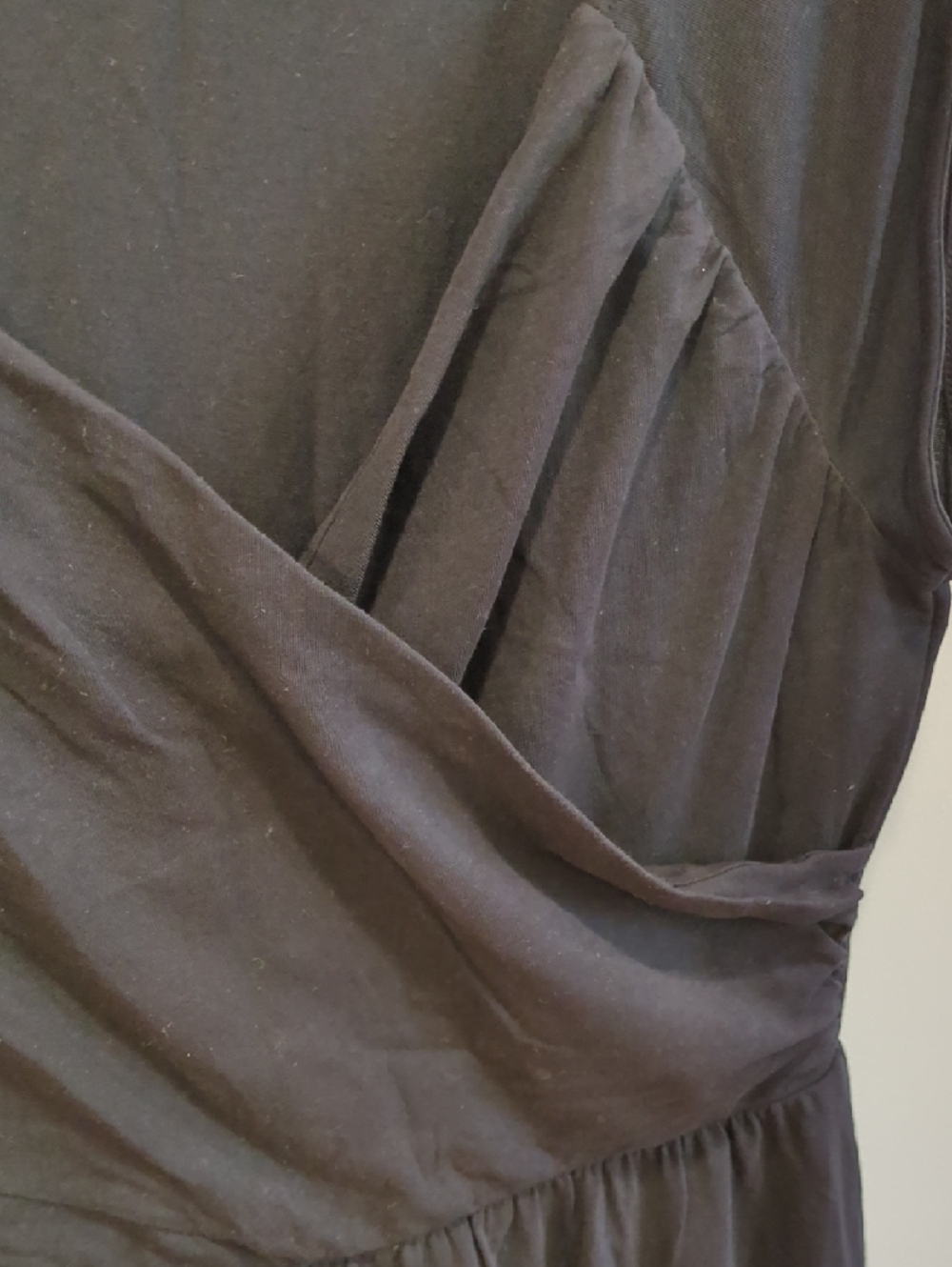 Garnet Hill Black Sleeveless Wrap-Style Mini Dress Medium Minimalist Classic - Picture 3 of 7